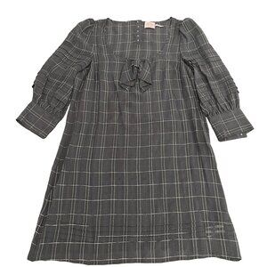 Juicy Couture Y2K Vintage Black/Silver Silk Dress Low Neck With Bow, Size 6